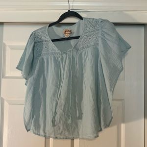 Mint peasant blouse
